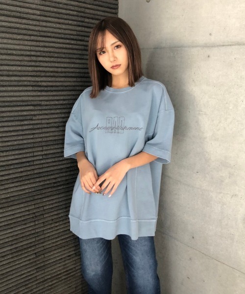 ENVYM（アンビー）の「ピグメントロゴビッグＴｅｅ（Tシャツ/カットソー・レディース・ホワイト/ブラック/ベージュ/ブルー・FREE）」の21枚目の写真