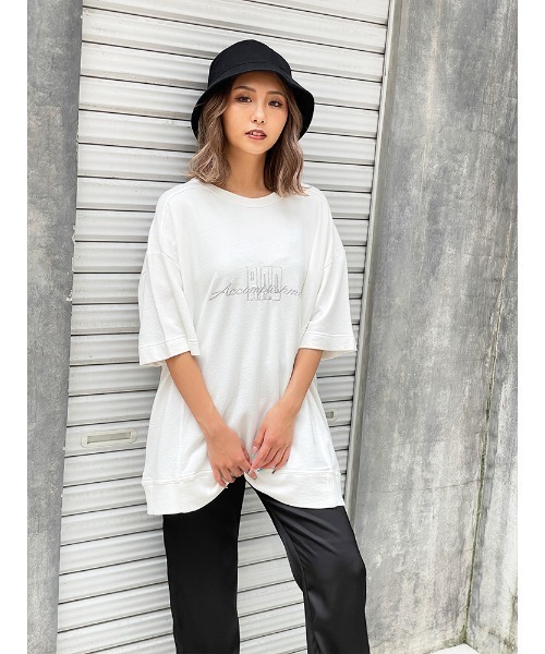 ENVYM（アンビー）の「ピグメントロゴビッグＴｅｅ（Tシャツ/カットソー・レディース・ホワイト/ブラック/ベージュ/ブルー・FREE）」の7枚目の写真