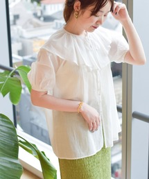 Ray BEAMS | Ray BEAMS / フリルカラー パフスリーブ ブラウス(シャツ/ブラウス)