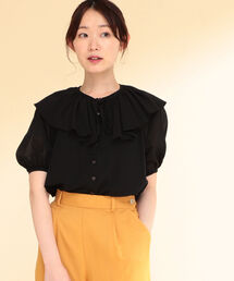 Ray BEAMS | Ray BEAMS / フリルカラー パフスリーブ ブラウス(シャツ/ブラウス)