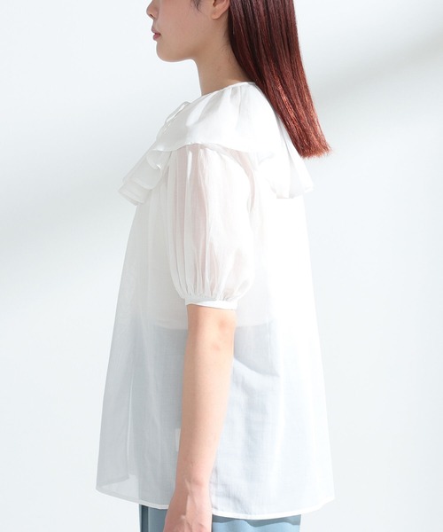 Ray BEAMS（レイビームス）の「Ray BEAMS / フリルカラー パフスリーブ ブラウス（シャツ/ブラウス・レディース・ホワイト/ブラック・ONE SIZE）」の8枚目の写真