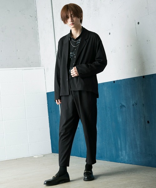 BASQUE magenta（バスクマゼンタ）の「オーバーサイズ ライト ジャケット & テーパードパンツ セットアップ（ワイドテーラードシャツJKT/テーパードパンツ）（セットアップ・メンズ・ブラック/ベージュ/ブラウン/オリーブ・M/L）」の5枚目の写真