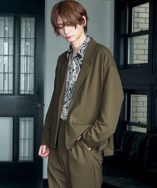 BASQUE magenta（バスクマゼンタ）の「オーバーサイズ ライト ジャケット & テーパードパンツ セットアップ（ワイドテーラードシャツJKT/テーパードパンツ）（セットアップ・メンズ・ブラック/ベージュ/ブラウン/オリーブ・M/L）」の17枚目の写真