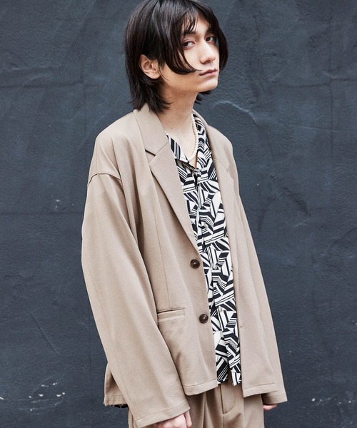 BASQUE magenta（バスクマゼンタ）の「オーバーサイズ ライト ジャケット & テーパードパンツ セットアップ（ワイドテーラードシャツJKT/テーパードパンツ）（セットアップ・メンズ・ブラック/ベージュ/ブラウン/オリーブ・M/L）」の16枚目の写真