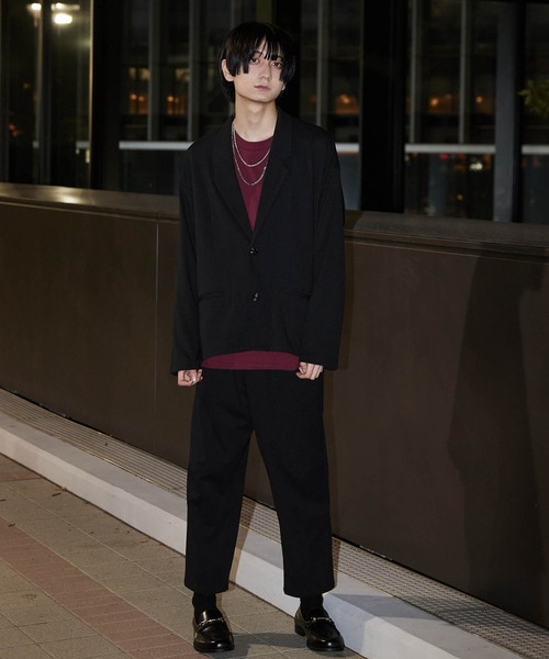 BASQUE magenta（バスクマゼンタ）の「オーバーサイズ ライト ジャケット & テーパードパンツ セットアップ（ワイドテーラードシャツJKT/テーパードパンツ）（セットアップ・メンズ・ブラック/ベージュ/ブラウン/オリーブ・M/L）」の9枚目の写真