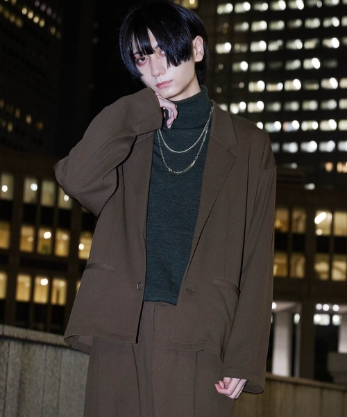 BASQUE magenta（バスクマゼンタ）の「オーバーサイズ ライト ジャケット & テーパードパンツ セットアップ（ワイドテーラードシャツJKT/テーパードパンツ）（セットアップ・メンズ・ブラック/ベージュ/ブラウン/オリーブ・M/L）」の10枚目の写真