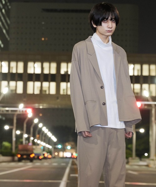 BASQUE magenta（バスクマゼンタ）の「オーバーサイズ ライト ジャケット & テーパードパンツ セットアップ（ワイドテーラードシャツJKT/テーパードパンツ）（セットアップ・メンズ・ブラック/ベージュ/ブラウン/オリーブ・M/L）」の19枚目の写真