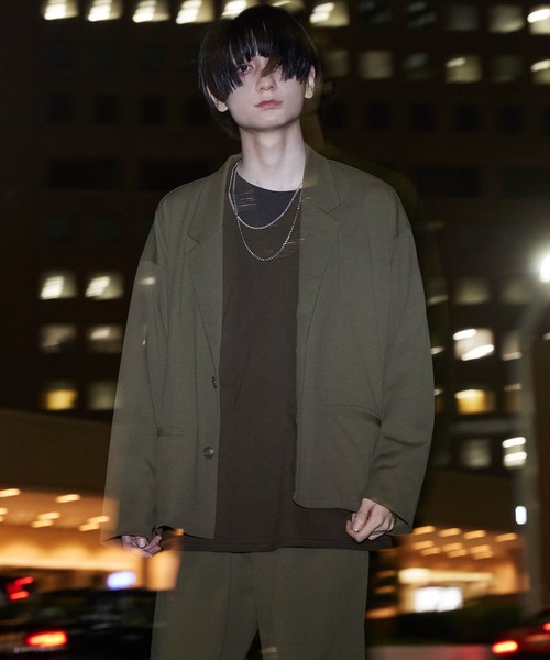 BASQUE magenta（バスクマゼンタ）の「オーバーサイズ ライト ジャケット & テーパードパンツ セットアップ（ワイドテーラードシャツJKT/テーパードパンツ）（セットアップ・メンズ・ブラック/ベージュ/ブラウン/オリーブ・M/L）」の11枚目の写真