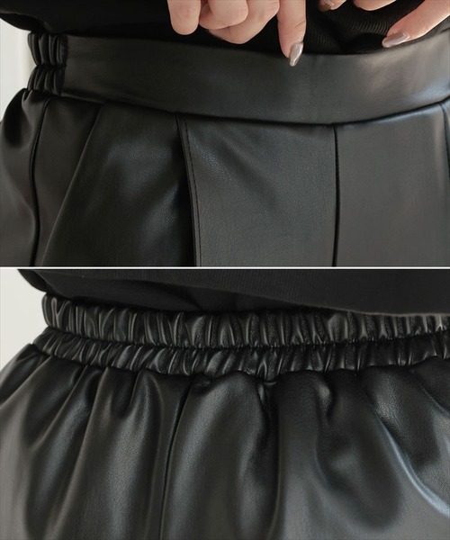 DONOBAN（ドノバン）の「エコレザーテーパードタックパンツ（スラックス・レディース・ブラック/ブルー/アイボリー/モカ・F）」の16枚目の写真