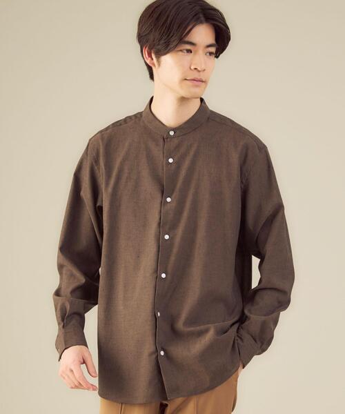 green label relaxing（グリーンレーベルリラクシング）の「＜ 機能 / 洗濯機洗い可 ＞ コットン × 麻 バンドカラー シャツ（ビジネスシャツ・メンズ・ダークブラウン/コバルトブルー/ホワイト・LARGE/SMALL/MEDIUM/X-LARGE）」の3枚目の写真
