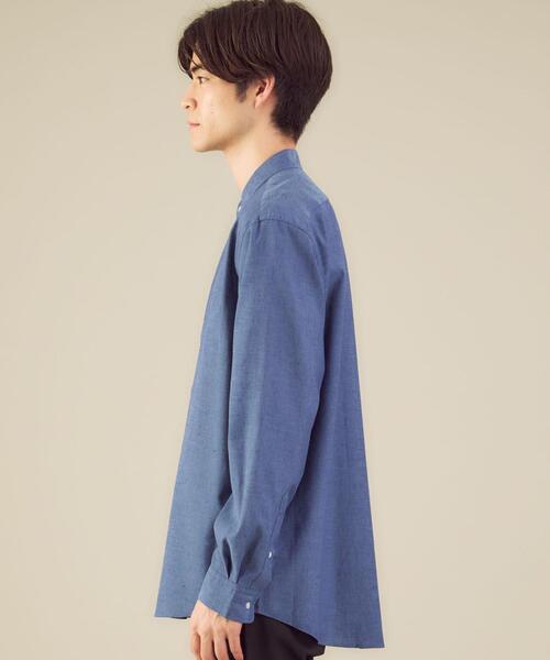 green label relaxing（グリーンレーベルリラクシング）の「＜ 機能 / 洗濯機洗い可 ＞ コットン × 麻 バンドカラー シャツ（ビジネスシャツ・メンズ・ダークブラウン/コバルトブルー/ホワイト・LARGE/SMALL/MEDIUM/X-LARGE）」の5枚目の写真