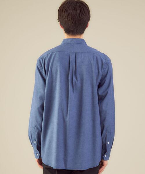 green label relaxing（グリーンレーベルリラクシング）の「＜ 機能 / 洗濯機洗い可 ＞ コットン × 麻 バンドカラー シャツ（ビジネスシャツ・メンズ・ダークブラウン/コバルトブルー/ホワイト・LARGE/SMALL/MEDIUM/X-LARGE）」の6枚目の写真