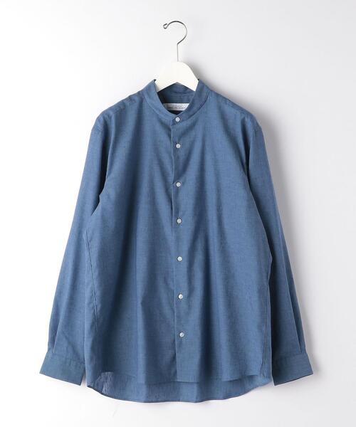 green label relaxing（グリーンレーベルリラクシング）の「＜ 機能 / 洗濯機洗い可 ＞ コットン × 麻 バンドカラー シャツ（ビジネスシャツ・メンズ・ダークブラウン/コバルトブルー/ホワイト・LARGE/SMALL/MEDIUM/X-LARGE）」の8枚目の写真