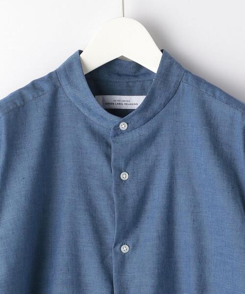 green label relaxing（グリーンレーベルリラクシング）の「＜ 機能 / 洗濯機洗い可 ＞ コットン × 麻 バンドカラー シャツ（ビジネスシャツ・メンズ・ダークブラウン/コバルトブルー/ホワイト・LARGE/SMALL/MEDIUM/X-LARGE）」の10枚目の写真
