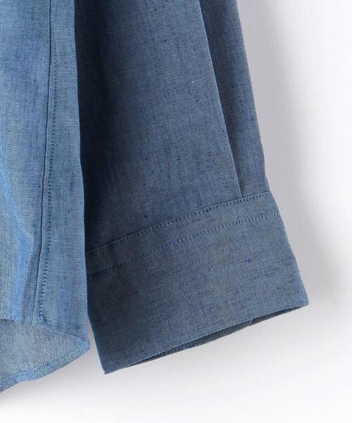 green label relaxing（グリーンレーベルリラクシング）の「＜ 機能 / 洗濯機洗い可 ＞ コットン × 麻 バンドカラー シャツ（ビジネスシャツ・メンズ・ダークブラウン/コバルトブルー/ホワイト・LARGE/SMALL/MEDIUM/X-LARGE）」の11枚目の写真