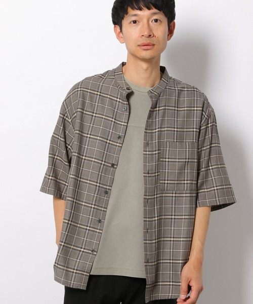 LAKOLE（ラコレ）の「バンドカラーシアーチェックシャツ / 945209（シャツ/ブラウス・メンズ・サンドグレー/アイボリー/チャコール・MEDIUM/LARGE）」の6枚目の写真