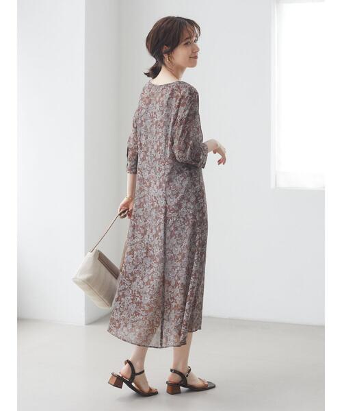 Green　Parks（グリーンパークス）の「ペイズリーシアーワンピース＊（ワンピース・レディース・ブラウン/グレー・FREE）」の3枚目の写真