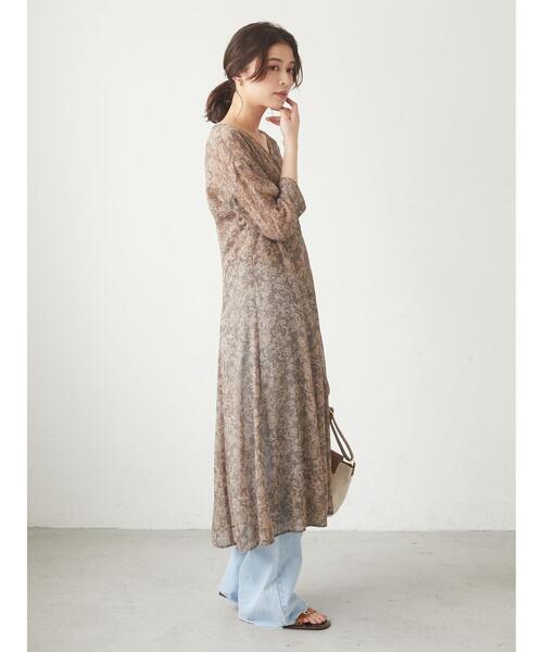 Green　Parks（グリーンパークス）の「ペイズリーシアーワンピース＊（ワンピース・レディース・ブラウン/グレー・FREE）」の17枚目の写真