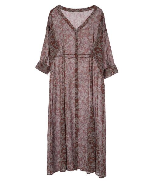 Green　Parks（グリーンパークス）の「ペイズリーシアーワンピース＊（ワンピース・レディース・ブラウン/グレー・FREE）」の14枚目の写真