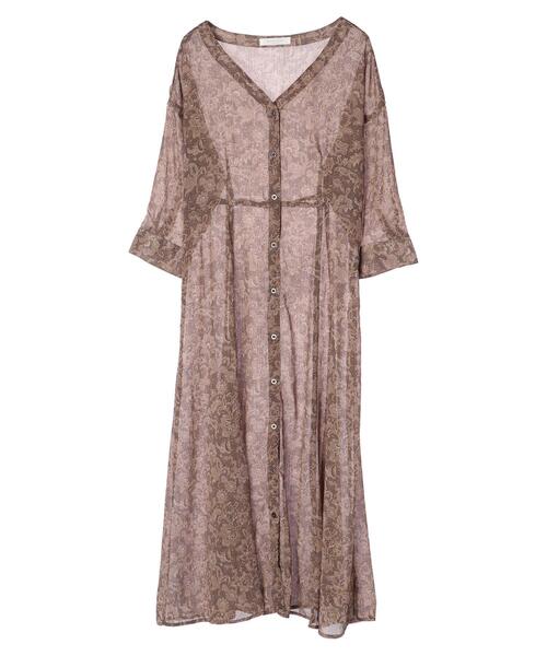 Green　Parks（グリーンパークス）の「ペイズリーシアーワンピース＊（ワンピース・レディース・ブラウン/グレー・FREE）」の10枚目の写真