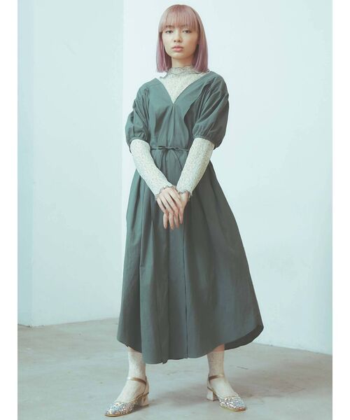 merry jenny（メリージェニー）の「センターパートパフワンピース（ワンピース・レディース・アイボリー/ブラック/グリーン・FREE）」の12枚目の写真