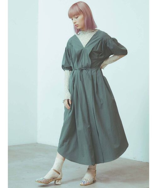 merry jenny（メリージェニー）の「センターパートパフワンピース（ワンピース・レディース・アイボリー/ブラック/グリーン・FREE）」の14枚目の写真