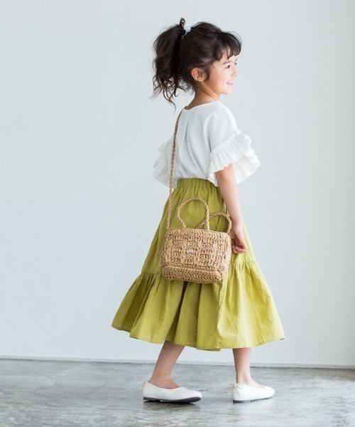 lulpini（ルルピー二）の「kids ワッフルフリルスリーブTシャツ（Tシャツ/カットソー・キッズ・オフホワイト/ミント・L/S/M）」の6枚目の写真