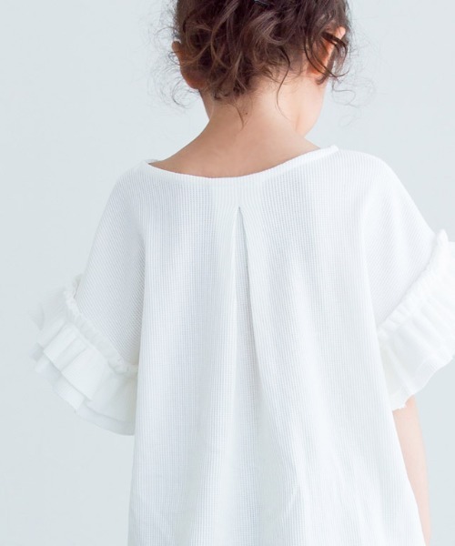 lulpini（ルルピー二）の「kids ワッフルフリルスリーブTシャツ（Tシャツ/カットソー・キッズ・オフホワイト/ミント・L/S/M）」の13枚目の写真