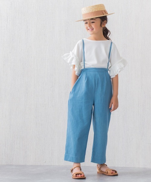 lulpini（ルルピー二）の「kids ワッフルフリルスリーブTシャツ（Tシャツ/カットソー・キッズ・オフホワイト/ミント・L/S/M）」の9枚目の写真