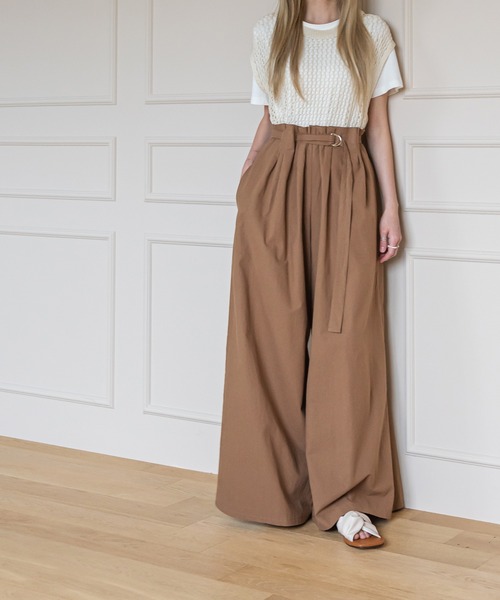 UNE MANSION（ユヌマンション）の「ワイドベルトパンツ（スラックス・レディース・ブラウン/カーキ/ブラック・FREE）」の20枚目の写真