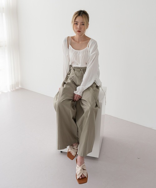 UNE MANSION（ユヌマンション）の「ワイドベルトパンツ（スラックス・レディース・ブラウン/カーキ/ブラック・FREE）」の14枚目の写真