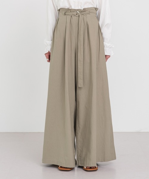 UNE MANSION（ユヌマンション）の「ワイドベルトパンツ（スラックス・レディース・ブラウン/カーキ/ブラック・FREE）」の12枚目の写真