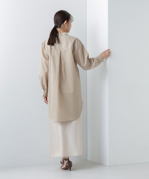 セール】【WEB限定】バンドカラーストライプチュニックシャツ（シャツ