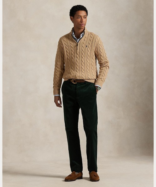 ケーブルニット コットン クォータージップ セーター（ニット