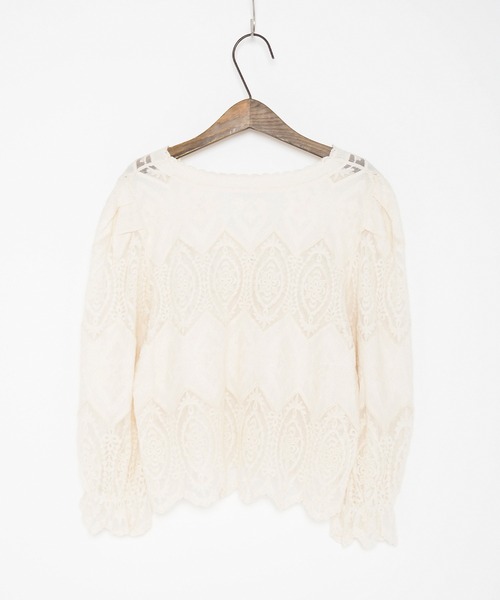 Crisp yours（クリスプユアーズ）の「【WEB限定】パフスリーブレースブラウス（シャツ/ブラウス・レディース・アイボリー・FREE）」の4枚目の写真