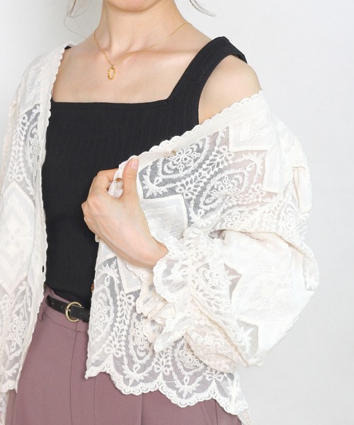 Crisp yours（クリスプユアーズ）の「【WEB限定】パフスリーブレースブラウス（シャツ/ブラウス・レディース・アイボリー・FREE）」の3枚目の写真
