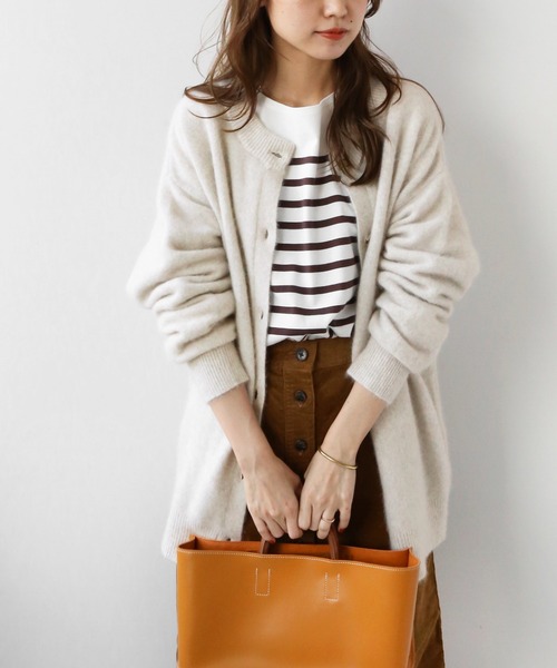 JOURNAL STANDARD relume（ジャーナルスタンダード　レリューム）の「フォックスウールクルーネックカーディガン◆（カーディガン/ボレロ・レディース・ブルー/ブラウン/ナチュラル・FREE）」の3枚目の写真