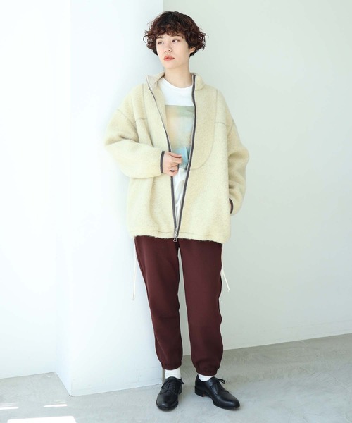 nitca(ニトカ)の「シャギーニット スタンドジップアップブルゾン(ブルゾン・レディース・チャコールグレー/キナリ・FREE)」の9枚目の写真