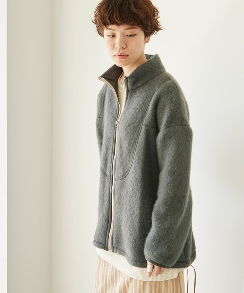 nitca(ニトカ)の「シャギーニット スタンドジップアップブルゾン(ブルゾン・レディース・チャコールグレー/キナリ・FREE)」の15枚目の写真