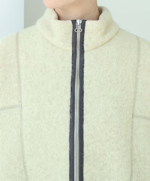 nitca(ニトカ)の「シャギーニット スタンドジップアップブルゾン(ブルゾン・レディース・チャコールグレー/キナリ・FREE)」の6枚目の写真