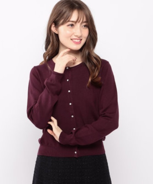 MISCH MASCH(ミッシュマッシュ)の「ベーシックビジュー釦カーデ(カーディガン/ボレロ・レディース・グリーン/ピンク/ベージュ/ブラック/ボルドー/ホワイト・MEDIUM)」の6枚目の写真