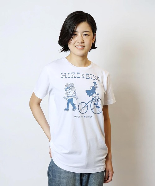 T ハイクアンドバイク ペーパースカイ Tシャツ Hike Papersky Bike T ハイクアンドバイク ホワイト ペーパースカイ