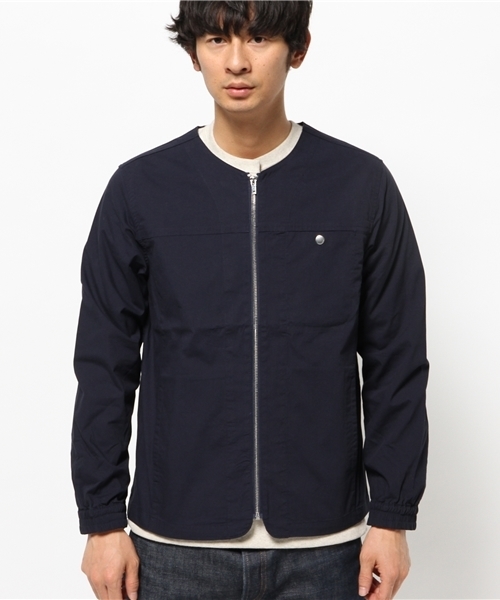 WEGO（ウィゴー）の「WEGO/ノーカラージャケット（ノーカラージャケット・メンズ・ホワイト/ネイビー・LARGE/MEDIUM）」の3枚目の写真