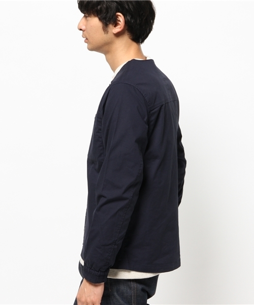 WEGO（ウィゴー）の「WEGO/ノーカラージャケット（ノーカラージャケット・メンズ・ホワイト/ネイビー・LARGE/MEDIUM）」の4枚目の写真