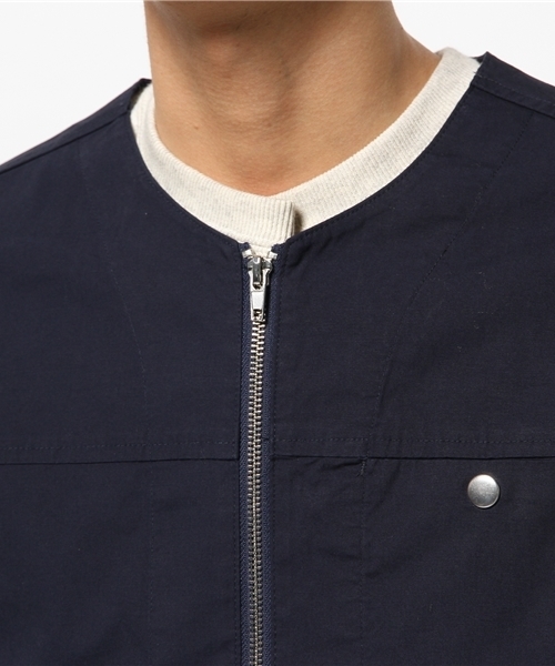 WEGO（ウィゴー）の「WEGO/ノーカラージャケット（ノーカラージャケット・メンズ・ホワイト/ネイビー・LARGE/MEDIUM）」の6枚目の写真