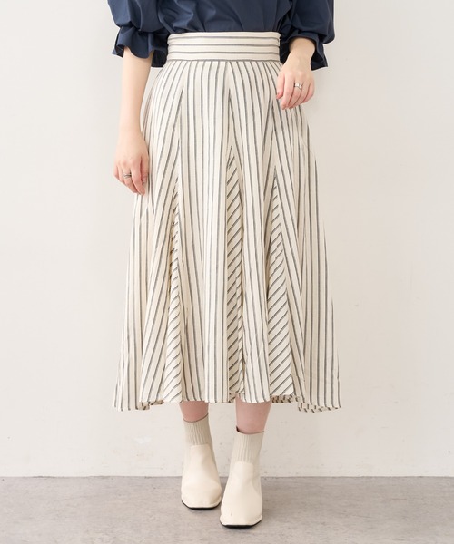 natural couture（ナチュラルクチュール）の「バックレースアップストライプレディスカート（スカート・レディース・アイボリー/ブラック系/ピンク系・FREE）」の14枚目の写真