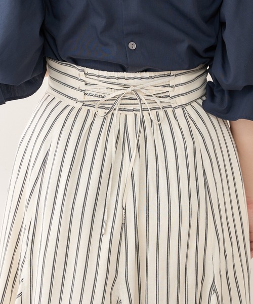 natural couture（ナチュラルクチュール）の「バックレースアップストライプレディスカート（スカート・レディース・アイボリー/ブラック系/ピンク系・FREE）」の16枚目の写真