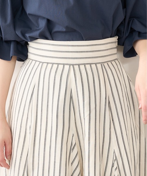 natural couture（ナチュラルクチュール）の「バックレースアップストライプレディスカート（スカート・レディース・アイボリー/ブラック系/ピンク系・FREE）」の7枚目の写真