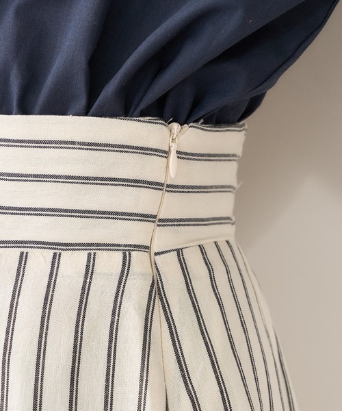 natural couture（ナチュラルクチュール）の「バックレースアップストライプレディスカート（スカート・レディース・アイボリー/ブラック系/ピンク系・FREE）」の19枚目の写真