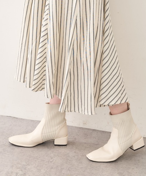 natural couture（ナチュラルクチュール）の「バックレースアップストライプレディスカート（スカート・レディース・アイボリー/ブラック系/ピンク系・FREE）」の12枚目の写真